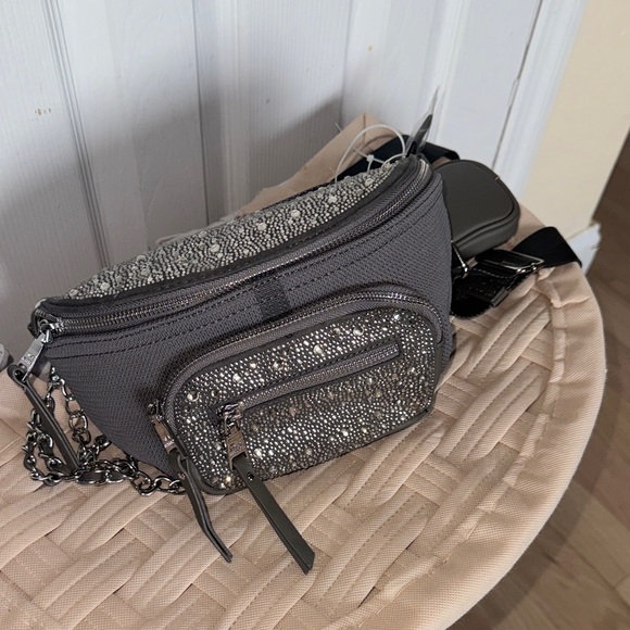 Steve Madden Handbags - Gray Sparkle Crossbody Belt Bag